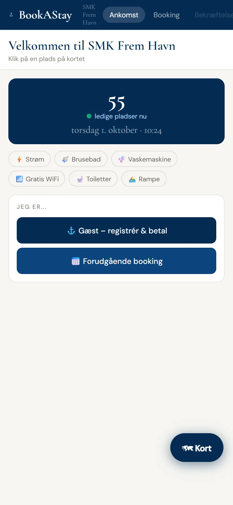 BookAStay velkomstskærm på mobil